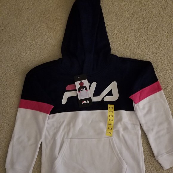 Fila Youth Pullover Hoodie Blue & White - Picture 4 of 6